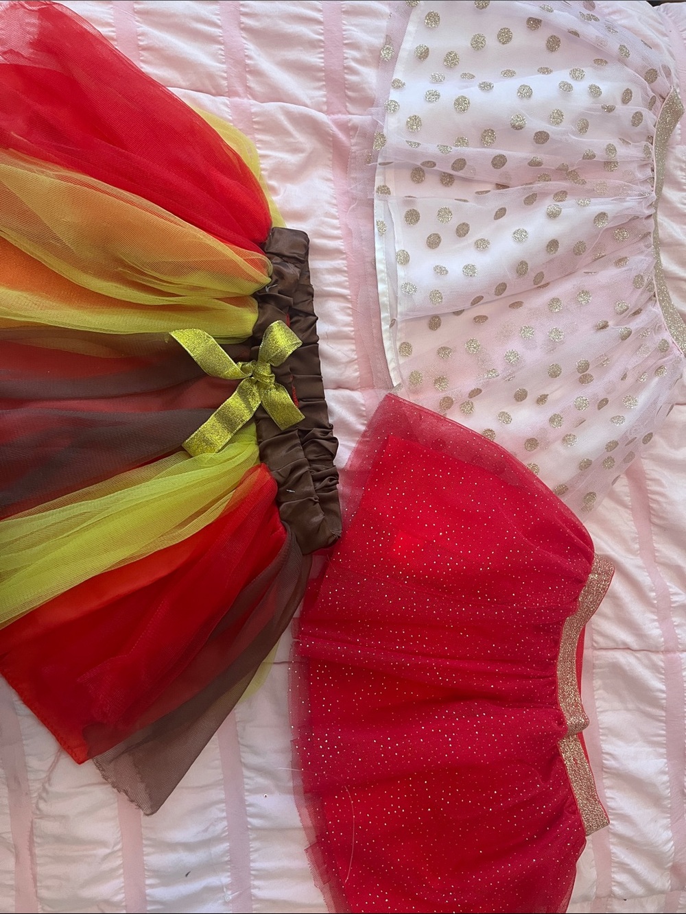 Kids Red and Multi-Color Tulle Tutus - Sparkle Skirt Set